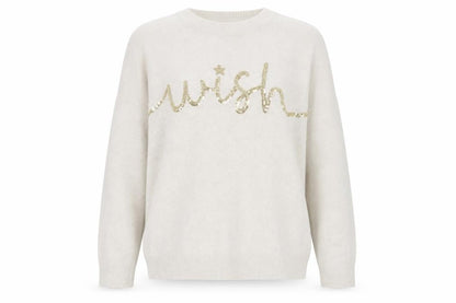 Marks & Spencer Women’s Ivory Sequin ‘Wish’ Pullover Jumper XL