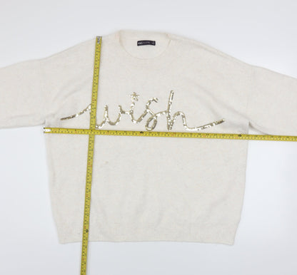 Marks & Spencer Women’s Ivory Sequin ‘Wish’ Pullover Jumper XL