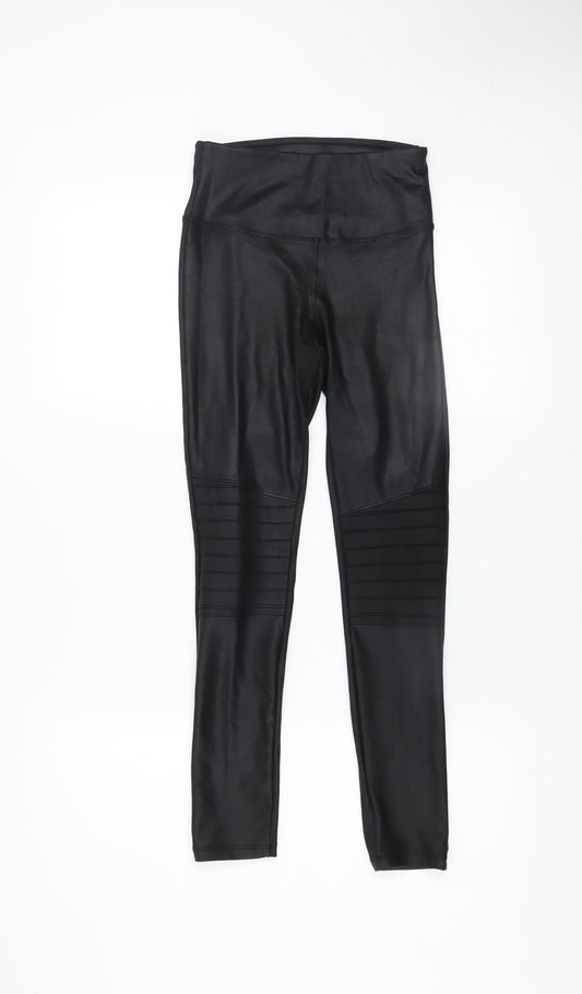 New Look Womens Black Faux Leather High Waist Ankle Leggings Size 6