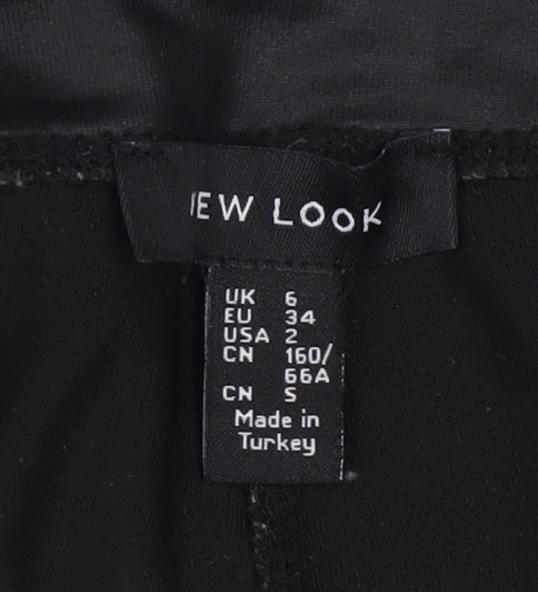 New Look Womens Black Faux Leather High Waist Ankle Leggings Size 6