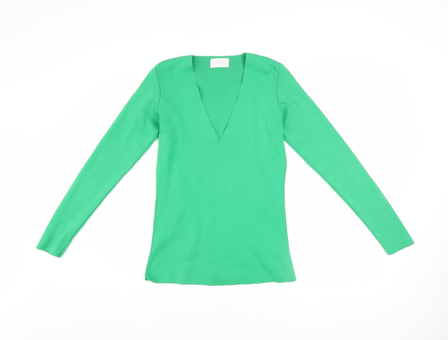 Savida Women’s Green V-Neck Long Sleeve Slim Fit Top Size 10