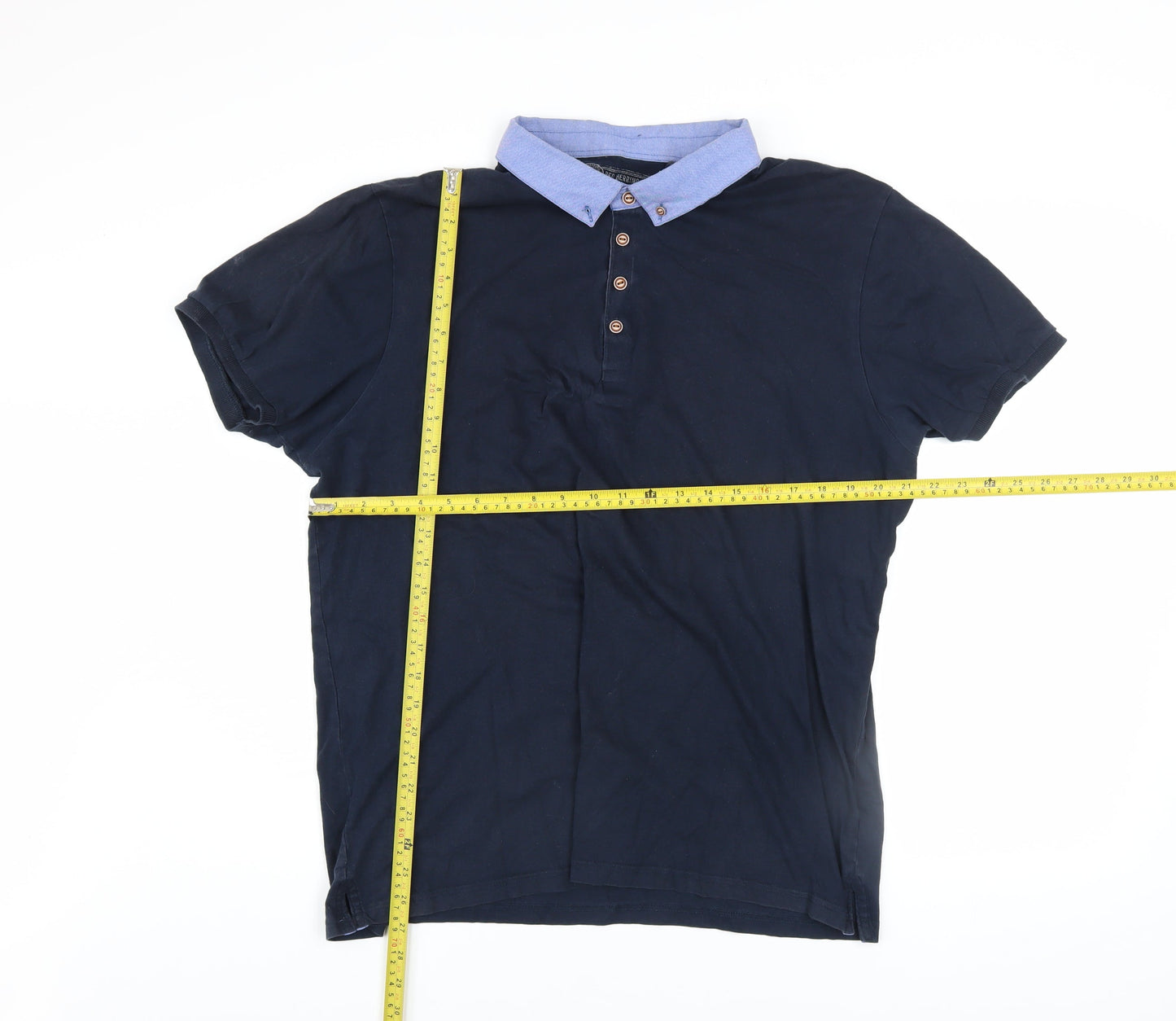 Red Herring Men's Blue Cotton Short Sleeve Polo Shirt XL