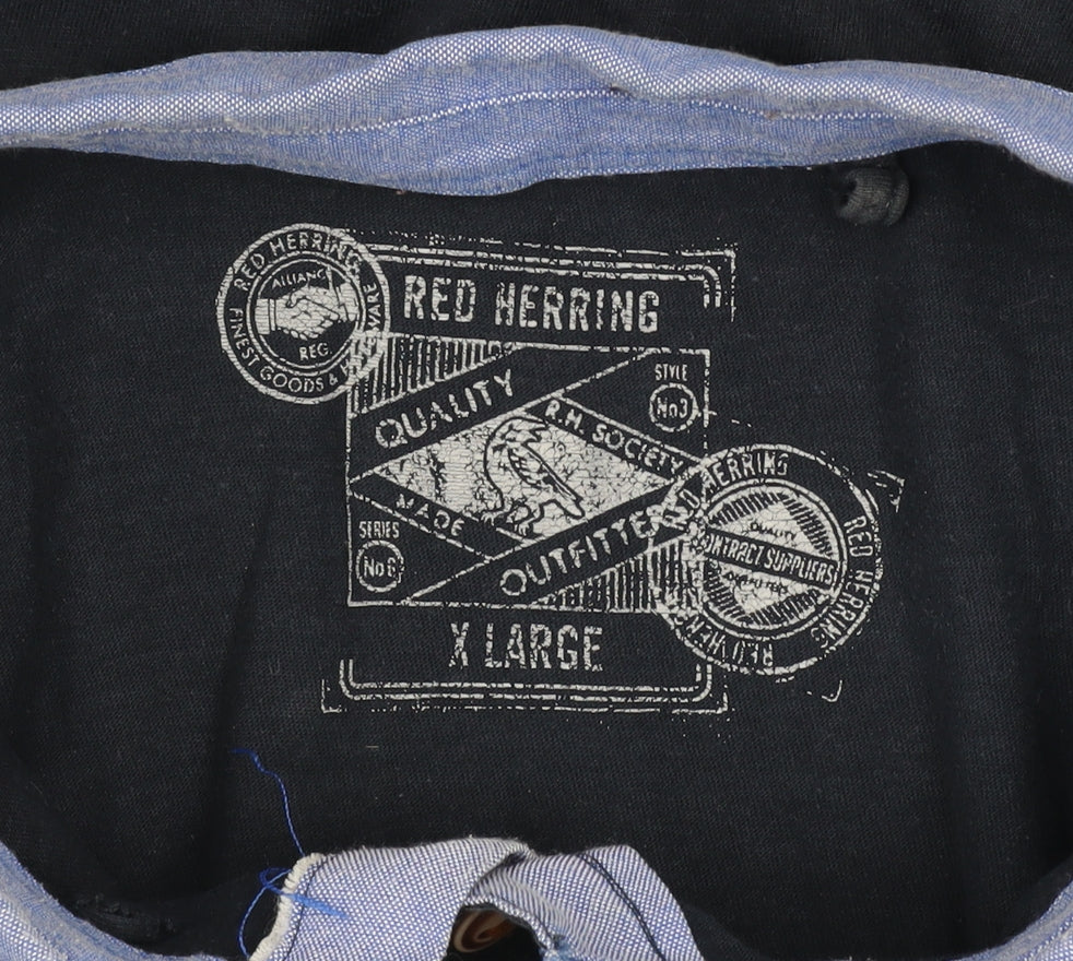 Red Herring Men's Blue Cotton Short Sleeve Polo Shirt XL