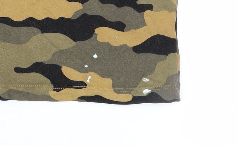 The North Face Womens Green Camouflage Cropped T-Shirt Size S