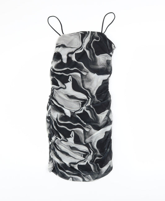 Pink Vanilla Women’s Black Marble Print Bodycon Dress Size 8