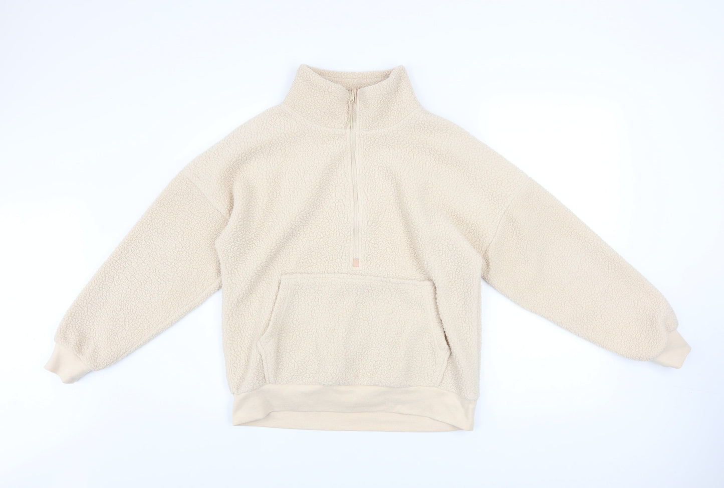 Dunnes Stores Women Ivory 1/2 Zip Fleece Pullover Sweatshirt XS