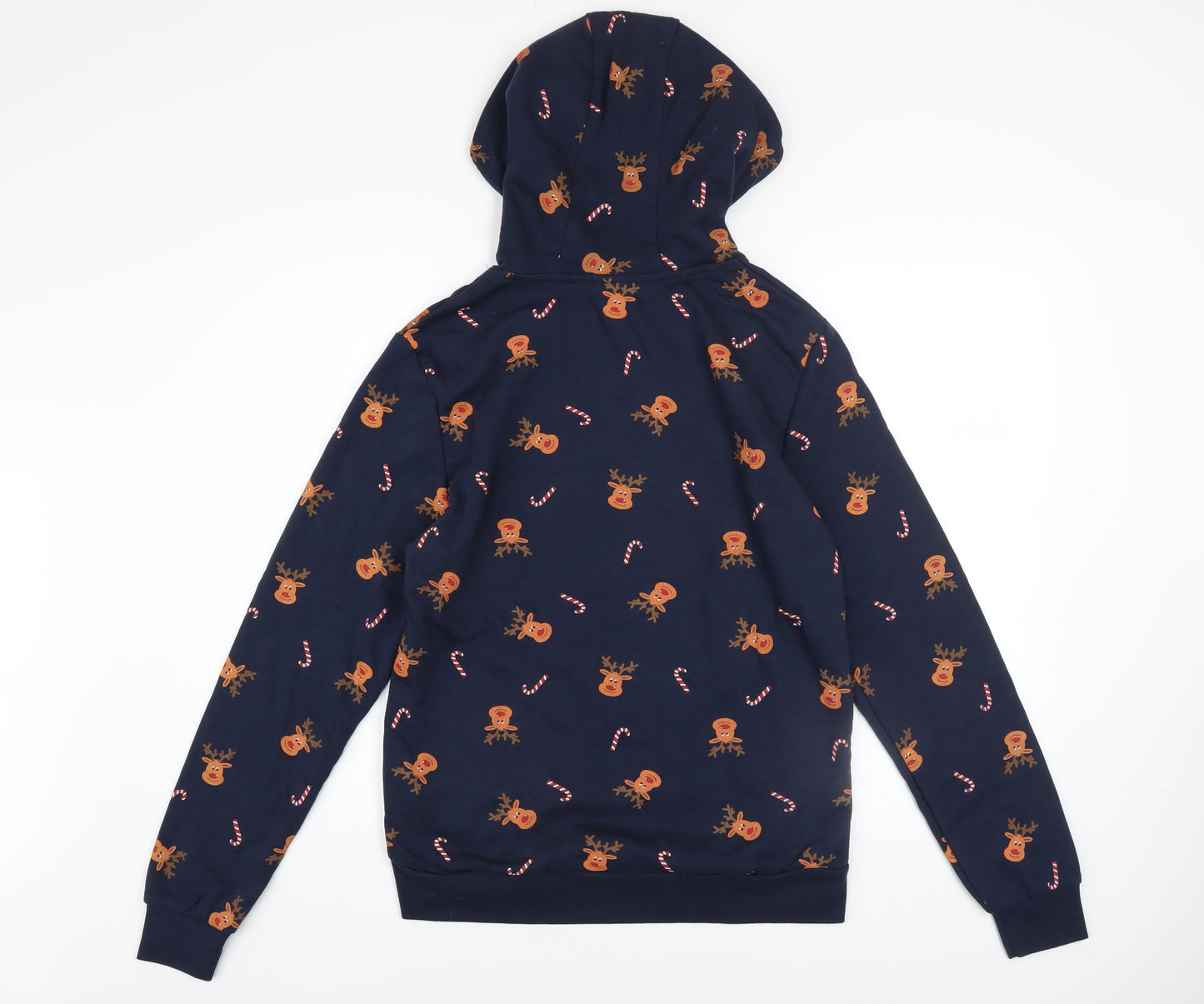 Livergy Mens Blue Christmas Reindeer Pullover Hoodie Size S
