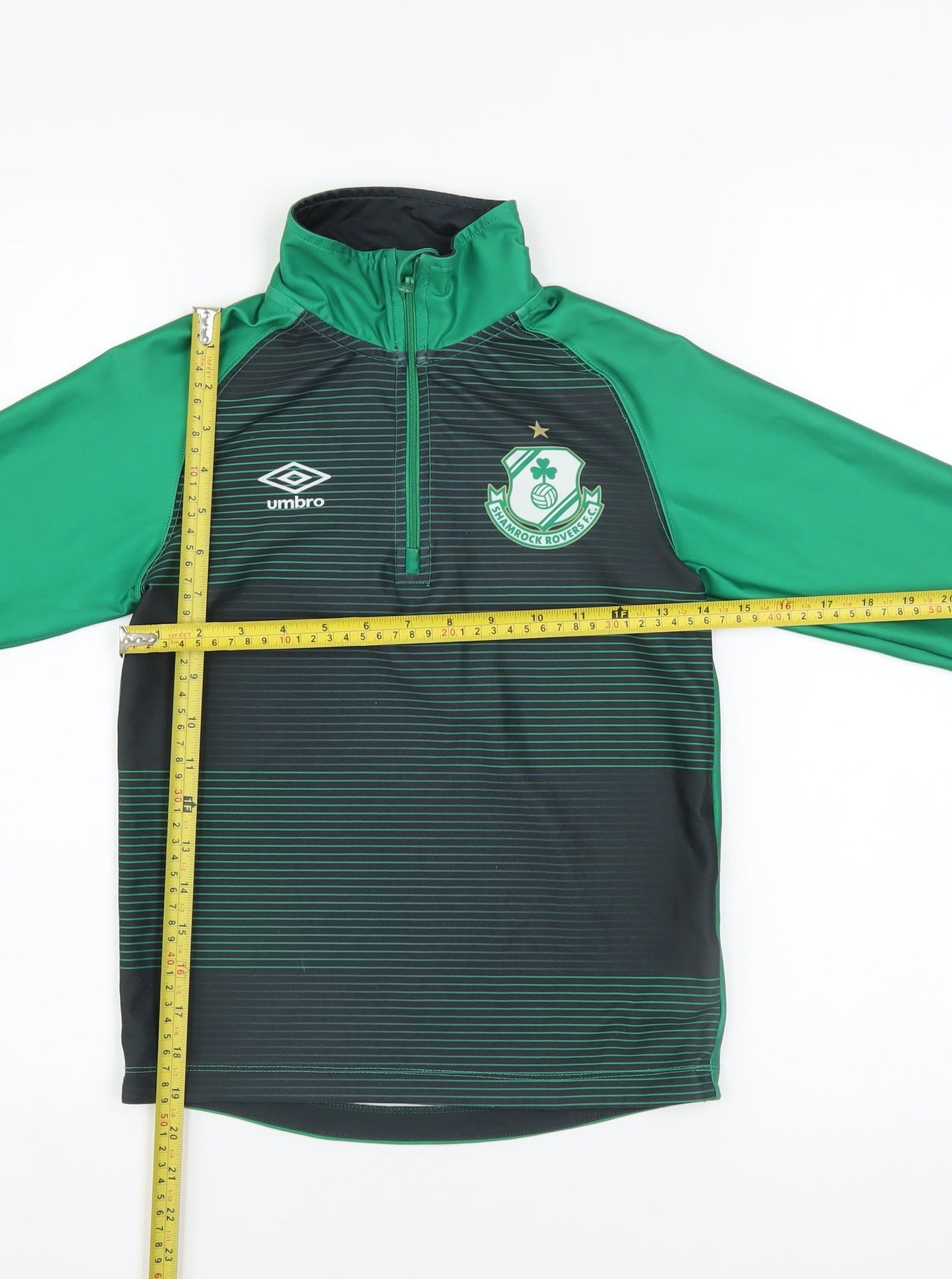 Umbro Boys Green 13-14 Years 1/4 Zip Football Training Sweatshirt