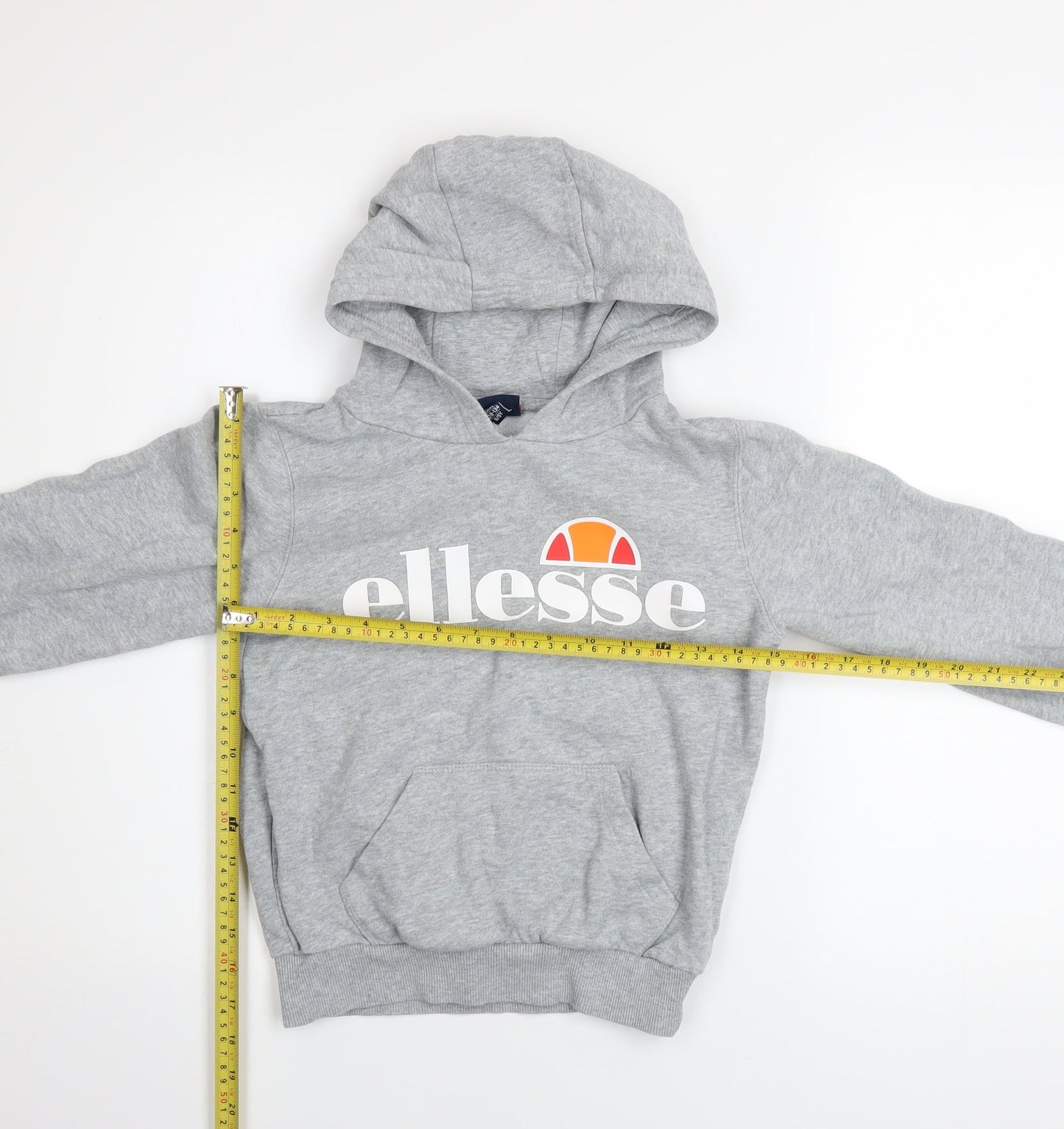 Ellesse Girls Grey Pullover Hoodie 8-9 Years Logo Fleece Sweatshirt