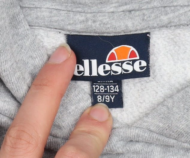 Ellesse Girls Grey Pullover Hoodie 8-9 Years Logo Fleece Sweatshirt