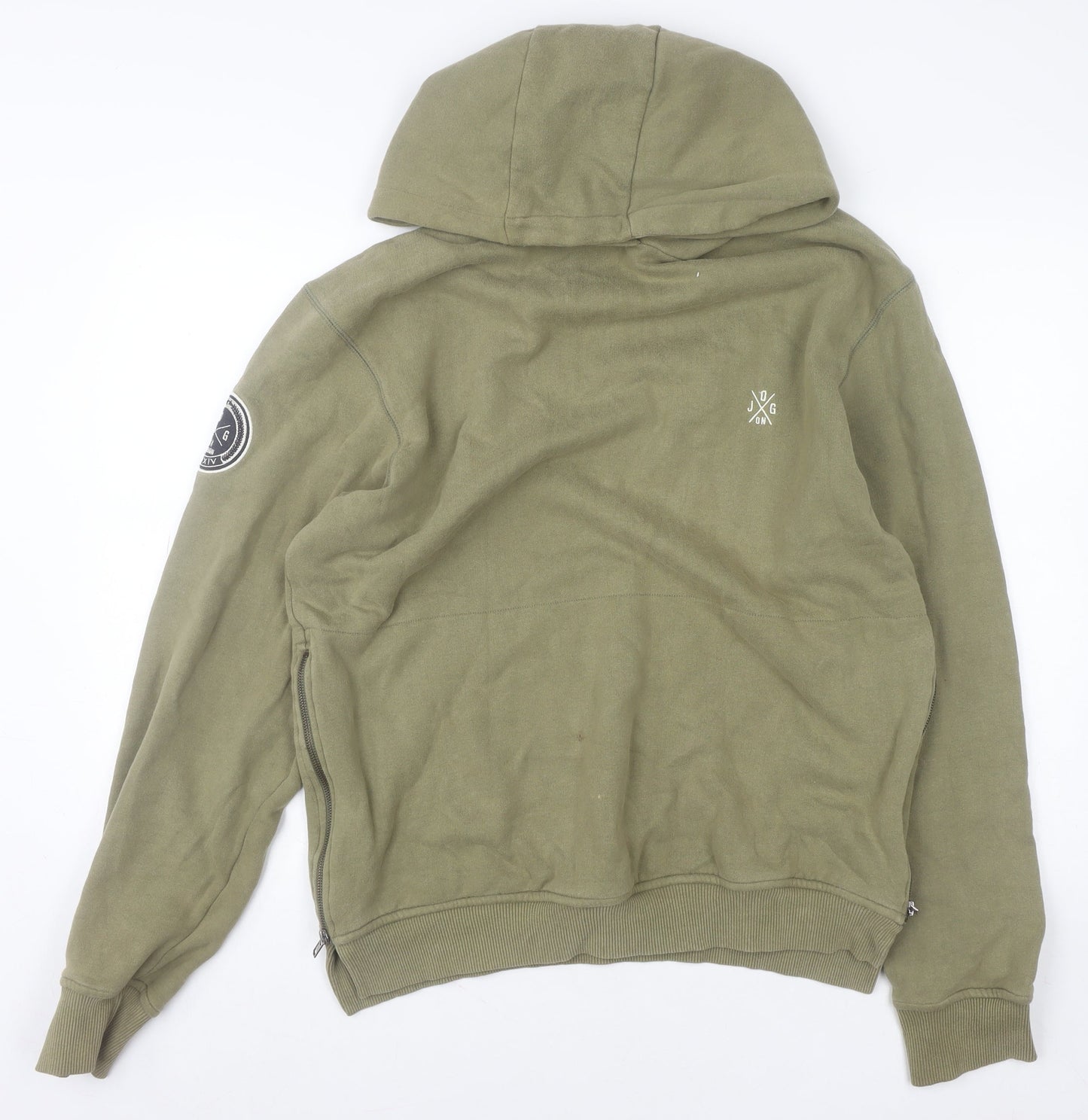 Jog On London Mens Green Pullover Hoodie L Regular Fit Cotton
