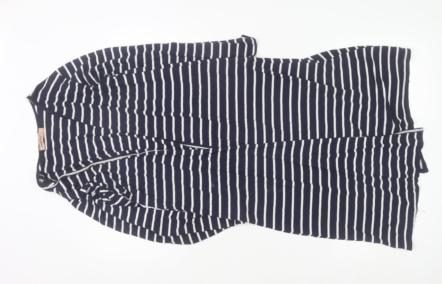 Hype Women’s Blue Striped Open Cardigan Size L Lightweight Jersey