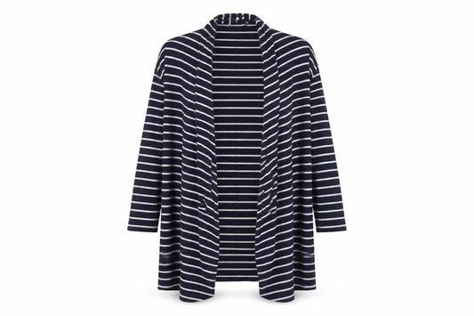 Hype Women’s Blue Striped Open Cardigan Size L Lightweight Jersey