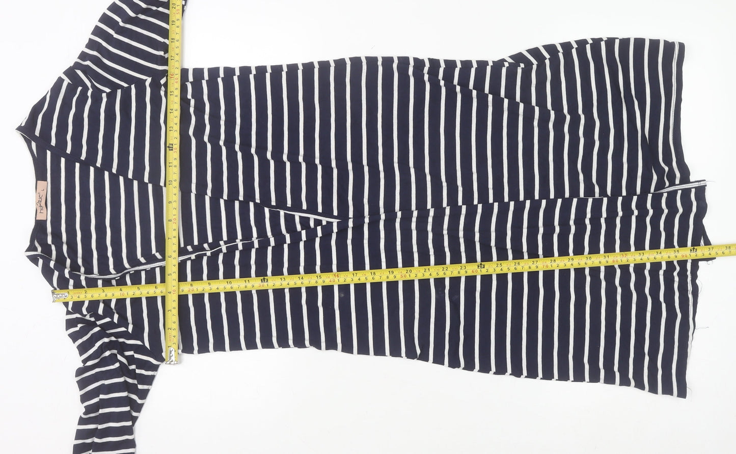Hype Women’s Blue Striped Open Cardigan Size L Lightweight Jersey