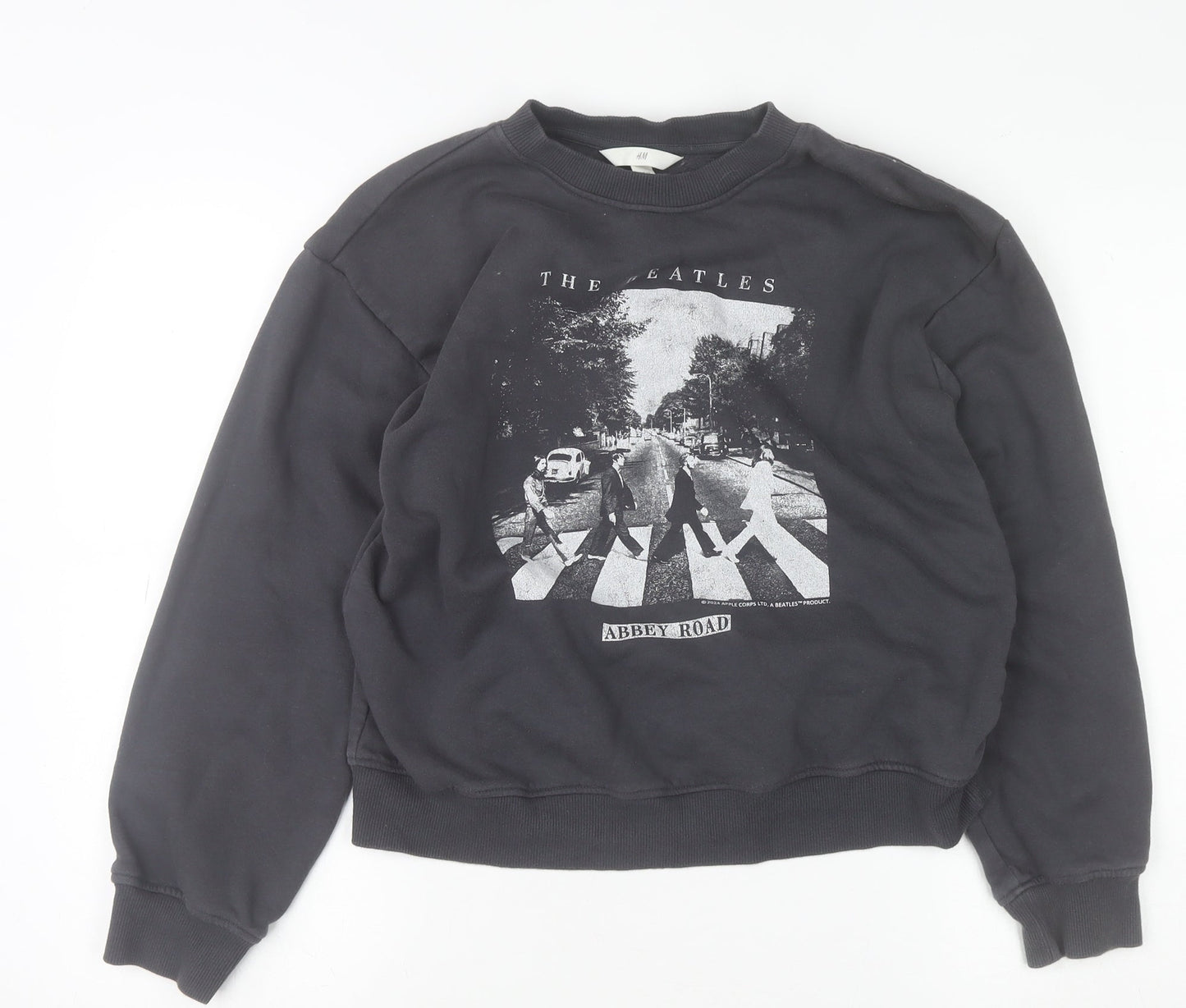 H&M Womens Black XS Pullover Sweatshirt The Beatles Abbey Road Graphic Print