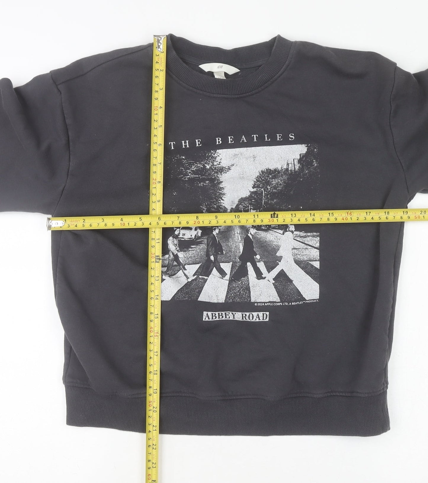 H&M Womens Black XS Pullover Sweatshirt The Beatles Abbey Road Graphic Print