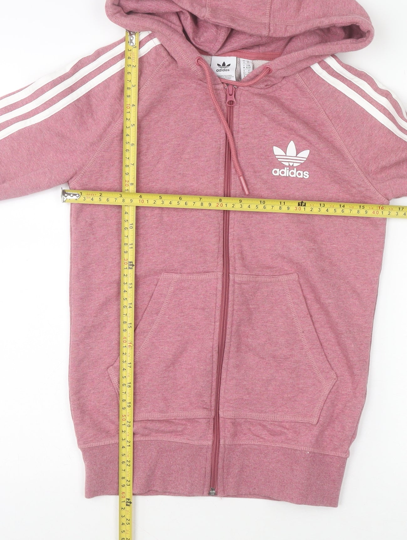 Adidas Womens Pink Full Zip Hoodie Size XS Cotton Blend