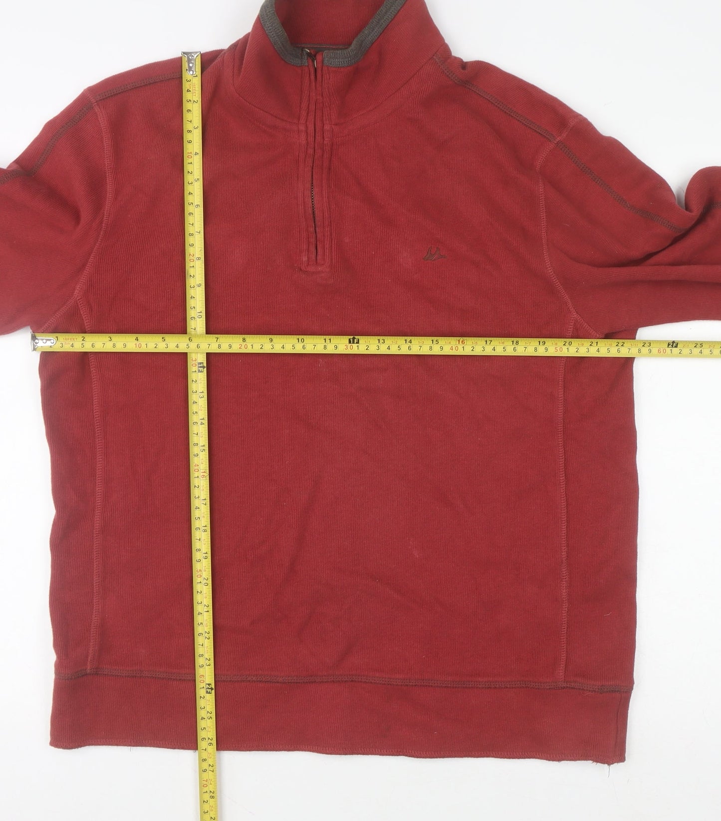 Mantaray Men's Red 1/4 Zip Cotton Sweatshirt Size M