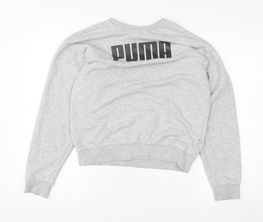 Puma Womens Grey Crew Neck Pullover Sweatshirt Size 10