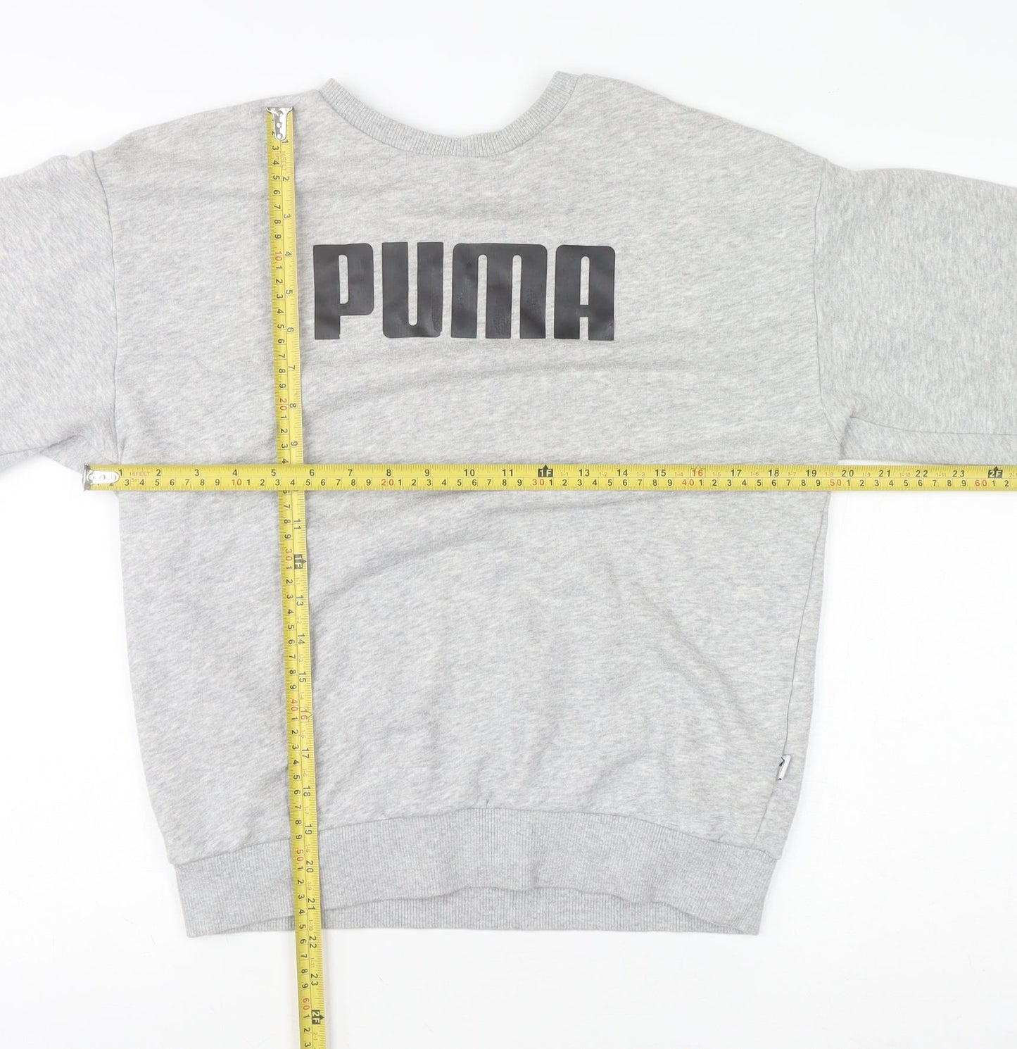 Puma Womens Grey Crew Neck Pullover Sweatshirt Size 10