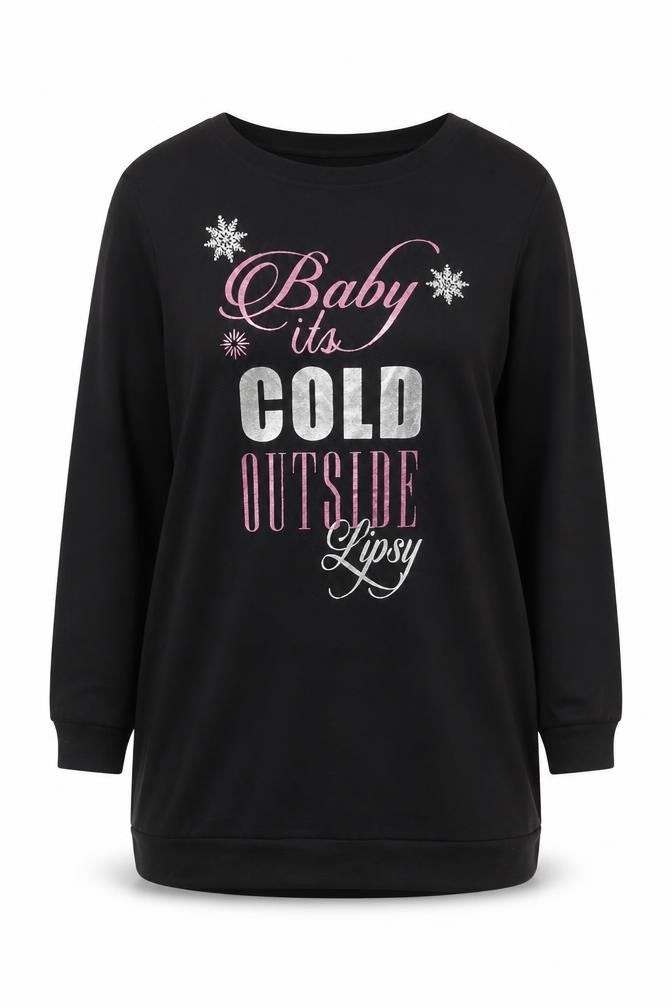 Lipsy Women Black Long Sleeve Pullover Sweatshirt Size 14/16