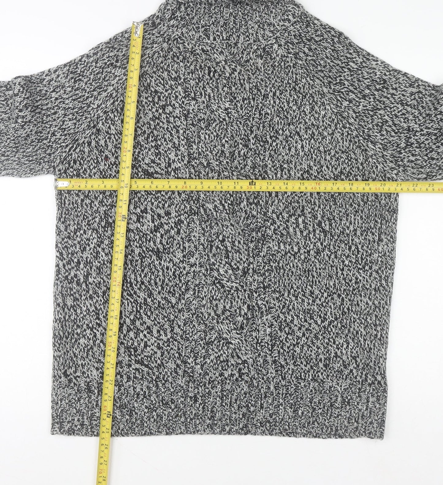 E-vie Women’s Grey Roll Neck Chunky Knit Pullover Jumper Size 18-20