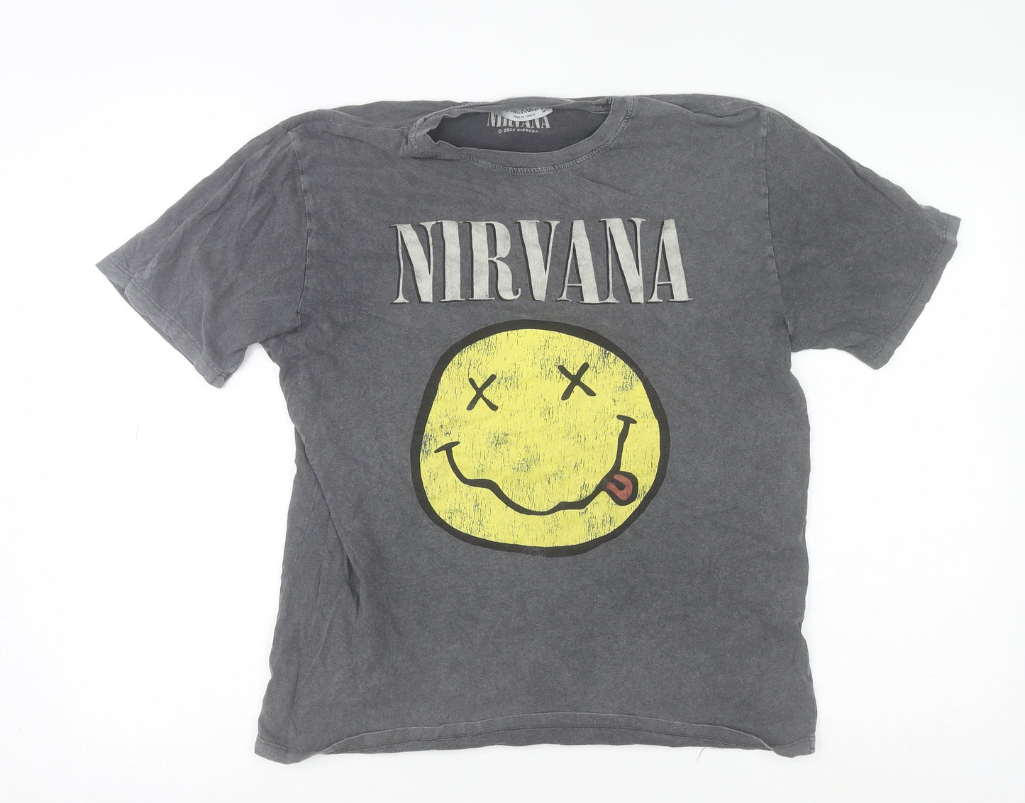 Stradivarius Men’s Grey Nirvana Graphic Band T-Shirt Size M