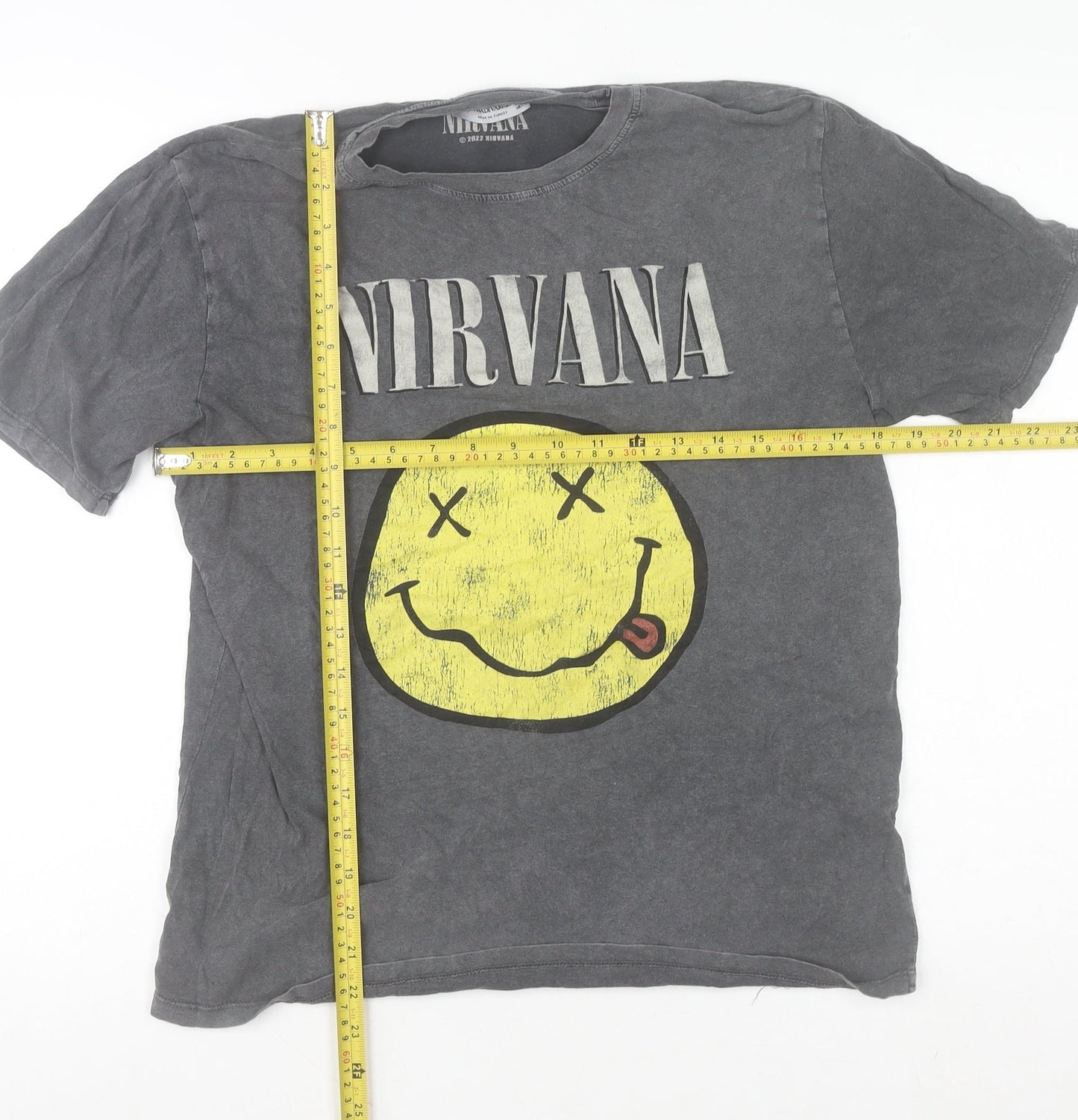 Stradivarius Men’s Grey Nirvana Graphic Band T-Shirt Size M