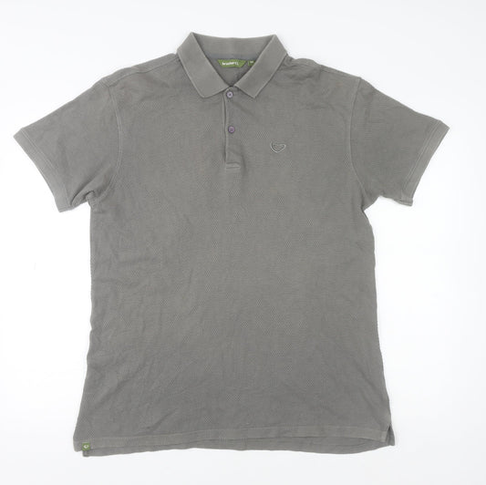 Brasher Mens Grey Cotton Outdoor Polo Shirt Size M Regular Fit