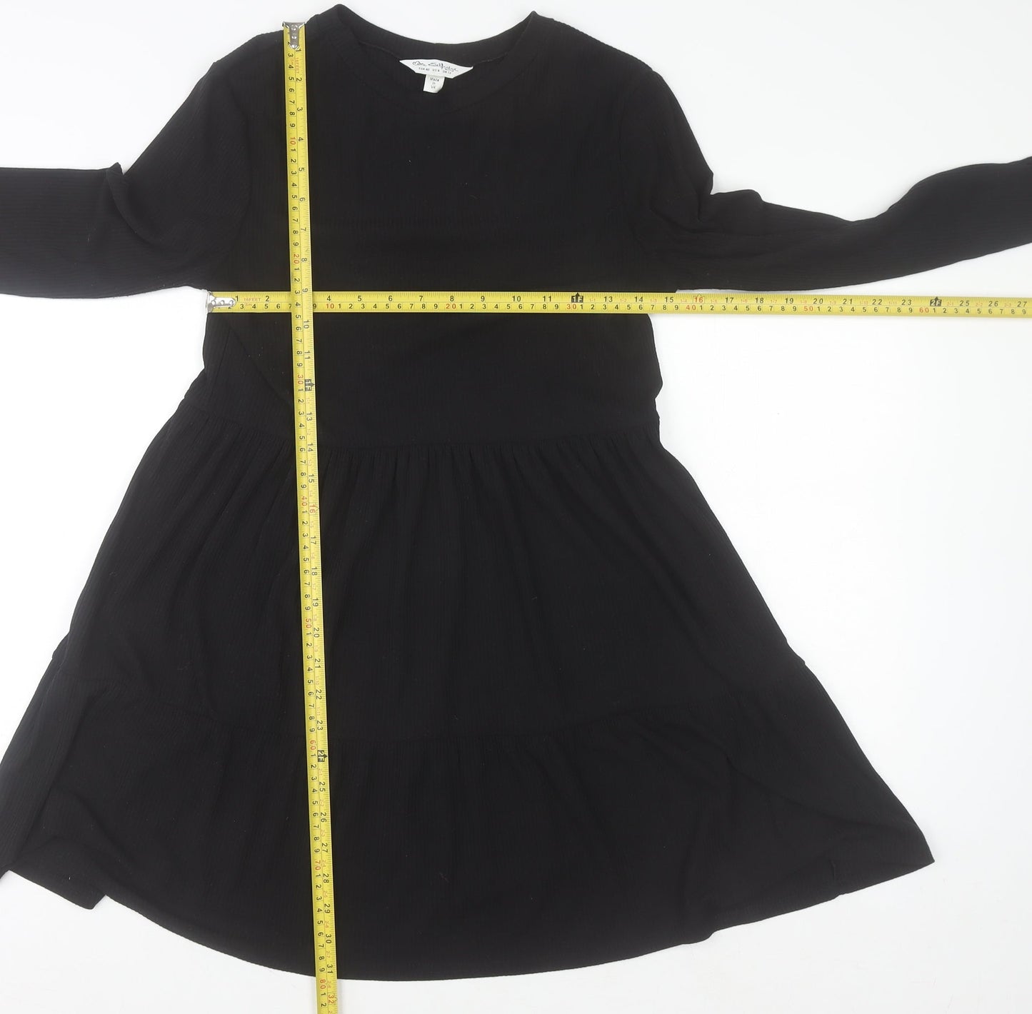 Miss Selfridge Women's Black Size 12 Long Sleeve Skater Dress