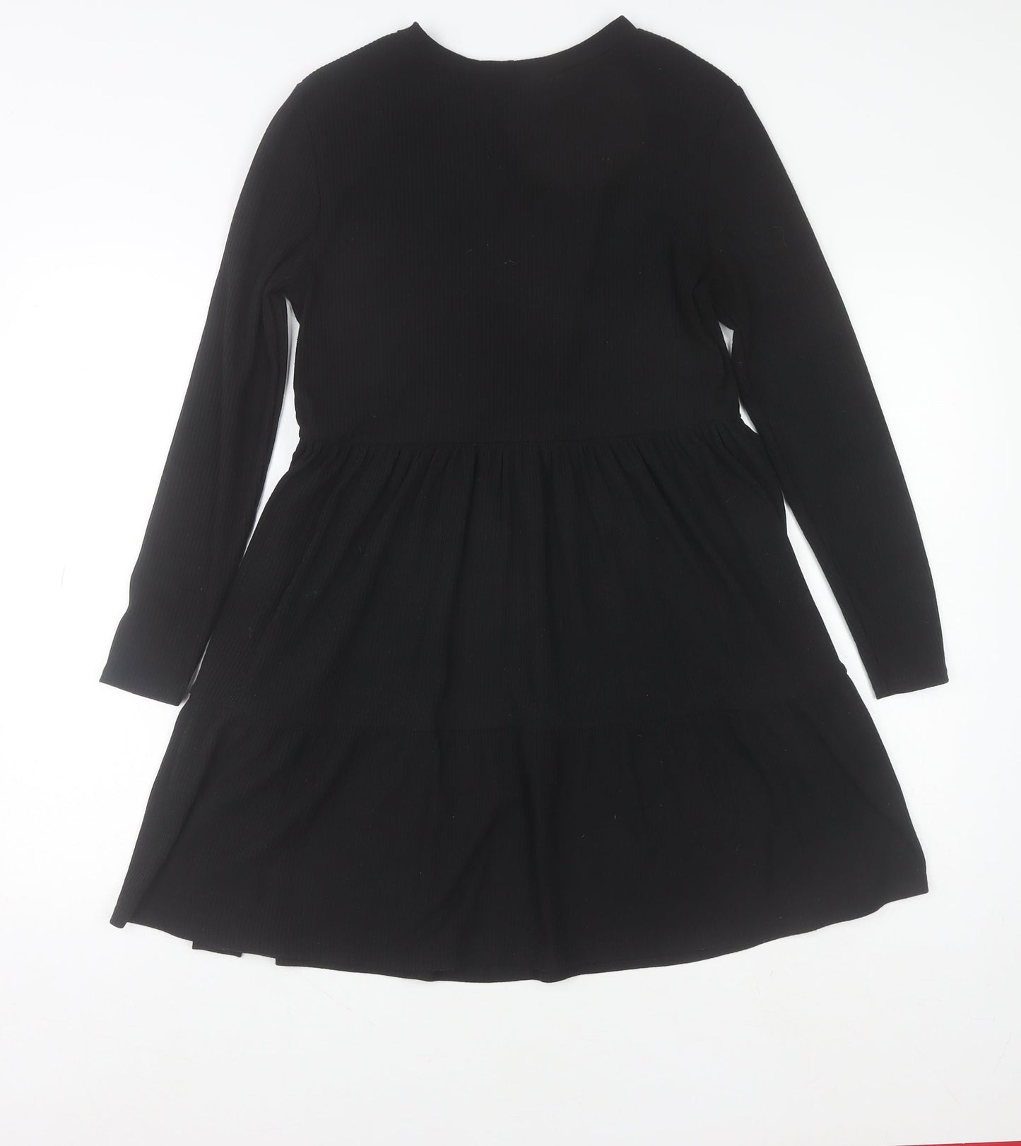Miss Selfridge Women's Black Size 12 Long Sleeve Skater Dress