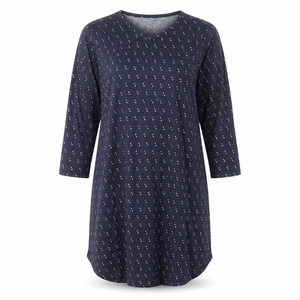Zenith Womens Blue Polka Dot T-Shirt Dress Size S 3/4 Sleeve