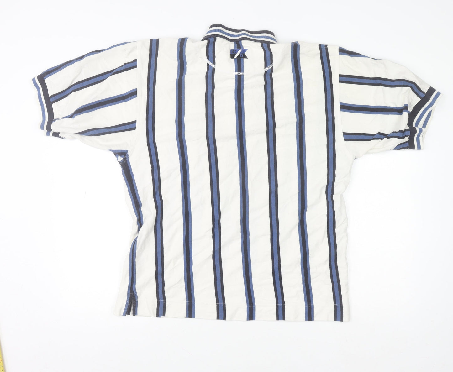 Cutter & Buck Men's White Striped Cotton Polo Shirt Size S Vintage Golf Style