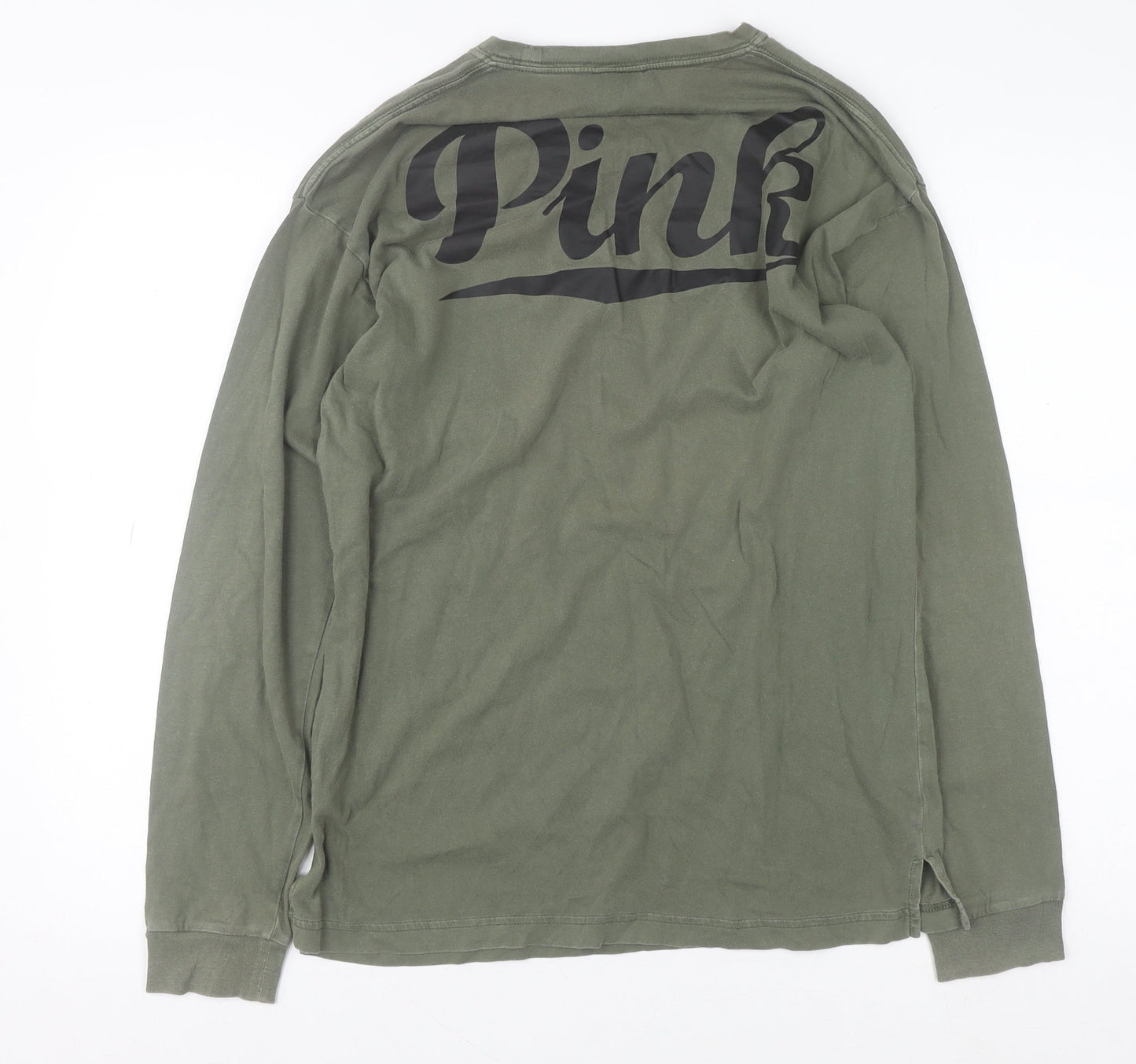 Victoria's Secret Pink Unisex Green Long Sleeve Pullover Sweatshirt S