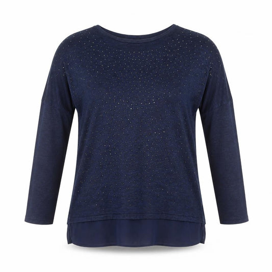 Tu Women Blue Long Sleeve Beaded Tunic Top Size 12