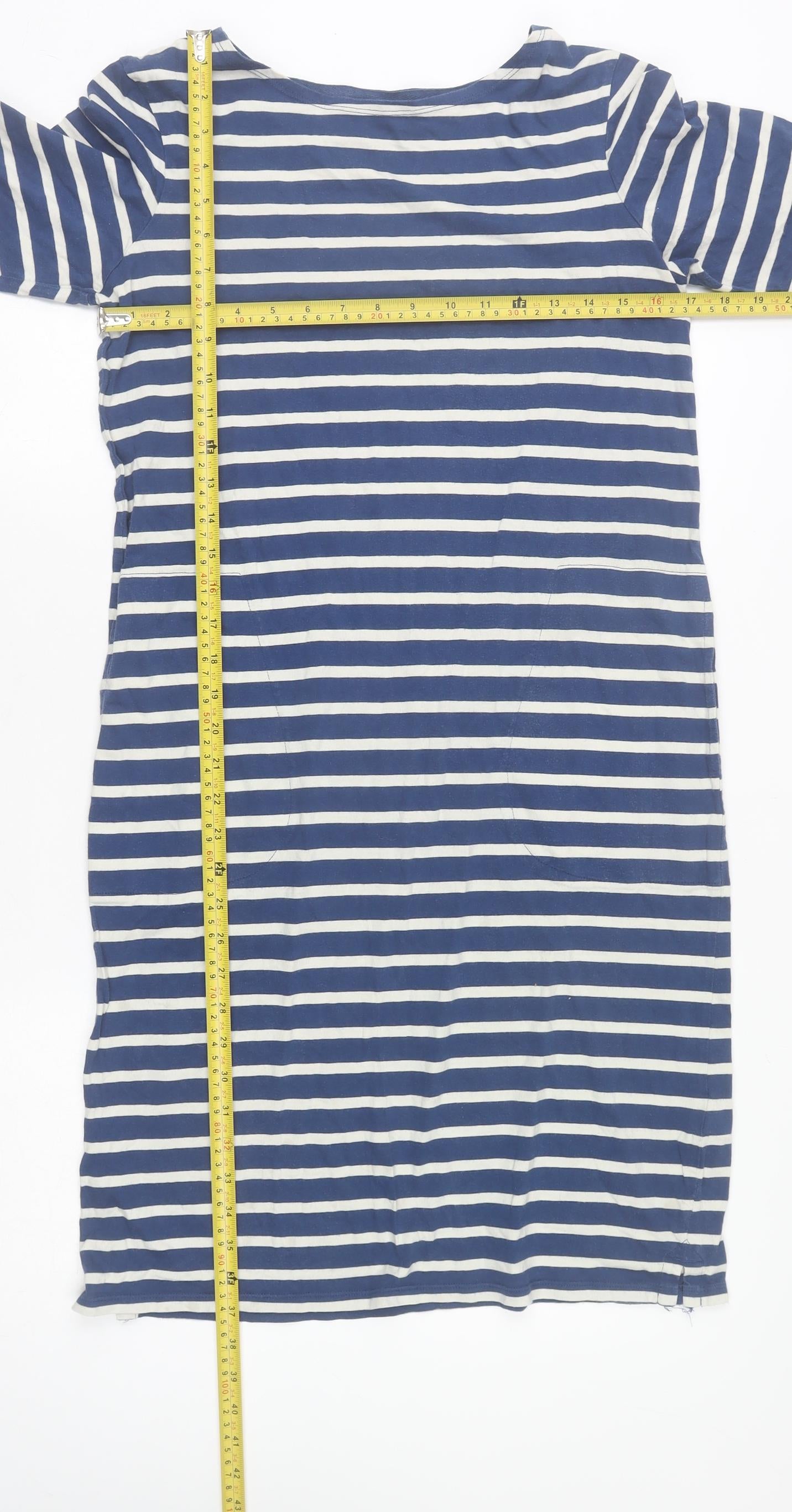 Seasalt Cornwall Women Blue Striped T-Shirt Dress Size 10