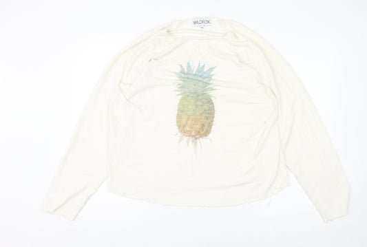 Wildfox Women’s Ivory Pineapple Graphic Pullover Jumper Size M