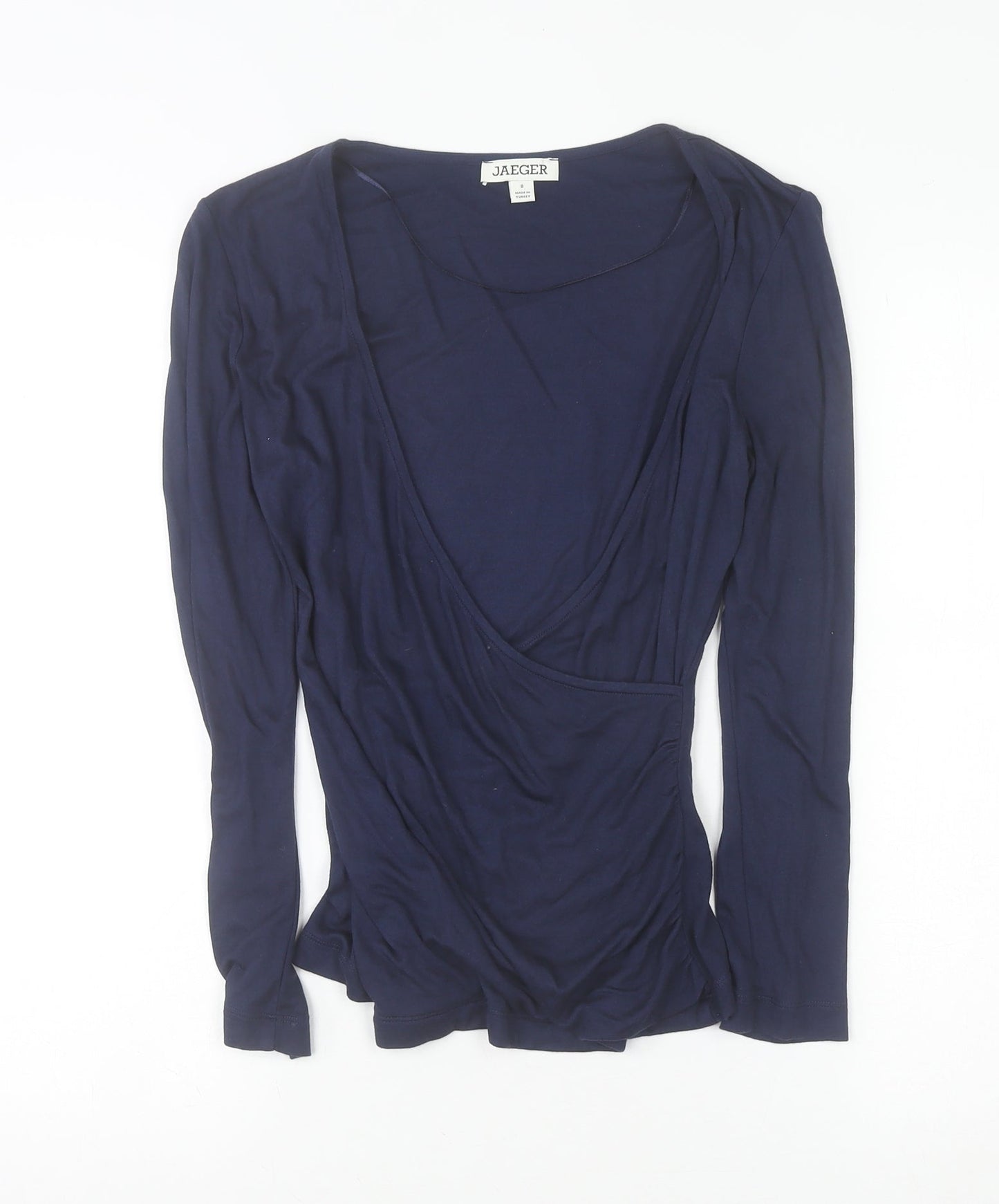 Jaeger Women’s Navy Wrap V-Neck Long Sleeve Blouse Size 8