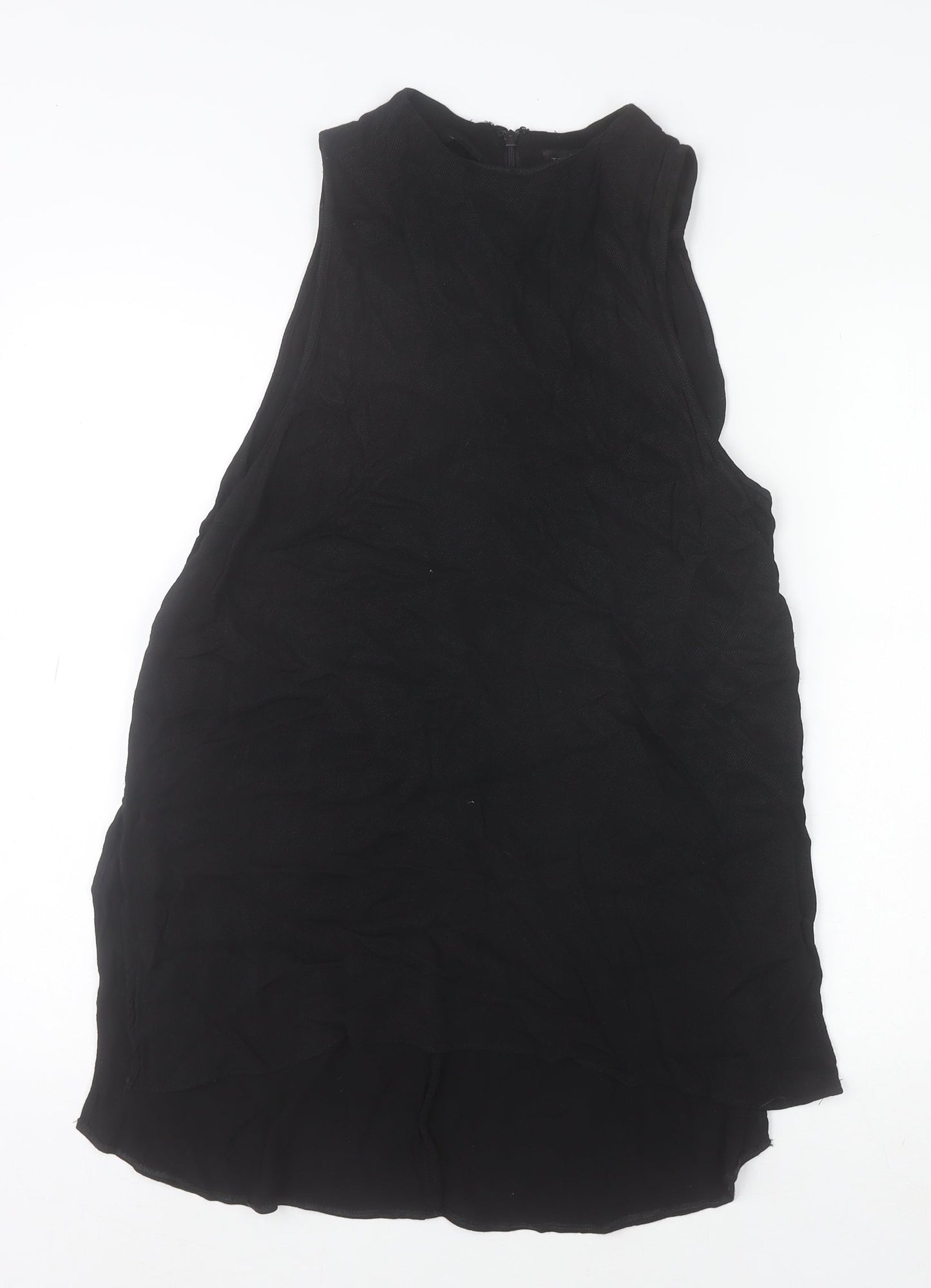 Topshop Women’s Black Hi-Low Sleeveless Shift Dress Size 10