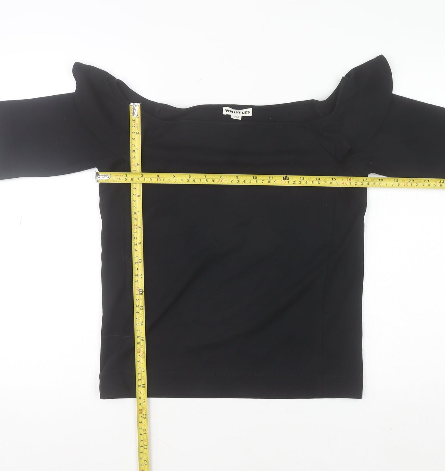Whistles Women Black Off Shoulder Ruffle Stretch Blouse Size 16