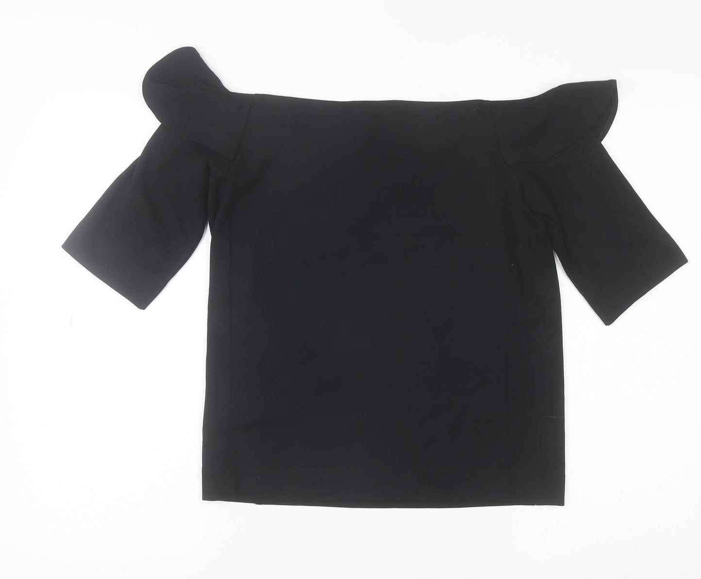 Whistles Women Black Off Shoulder Ruffle Stretch Blouse Size 16