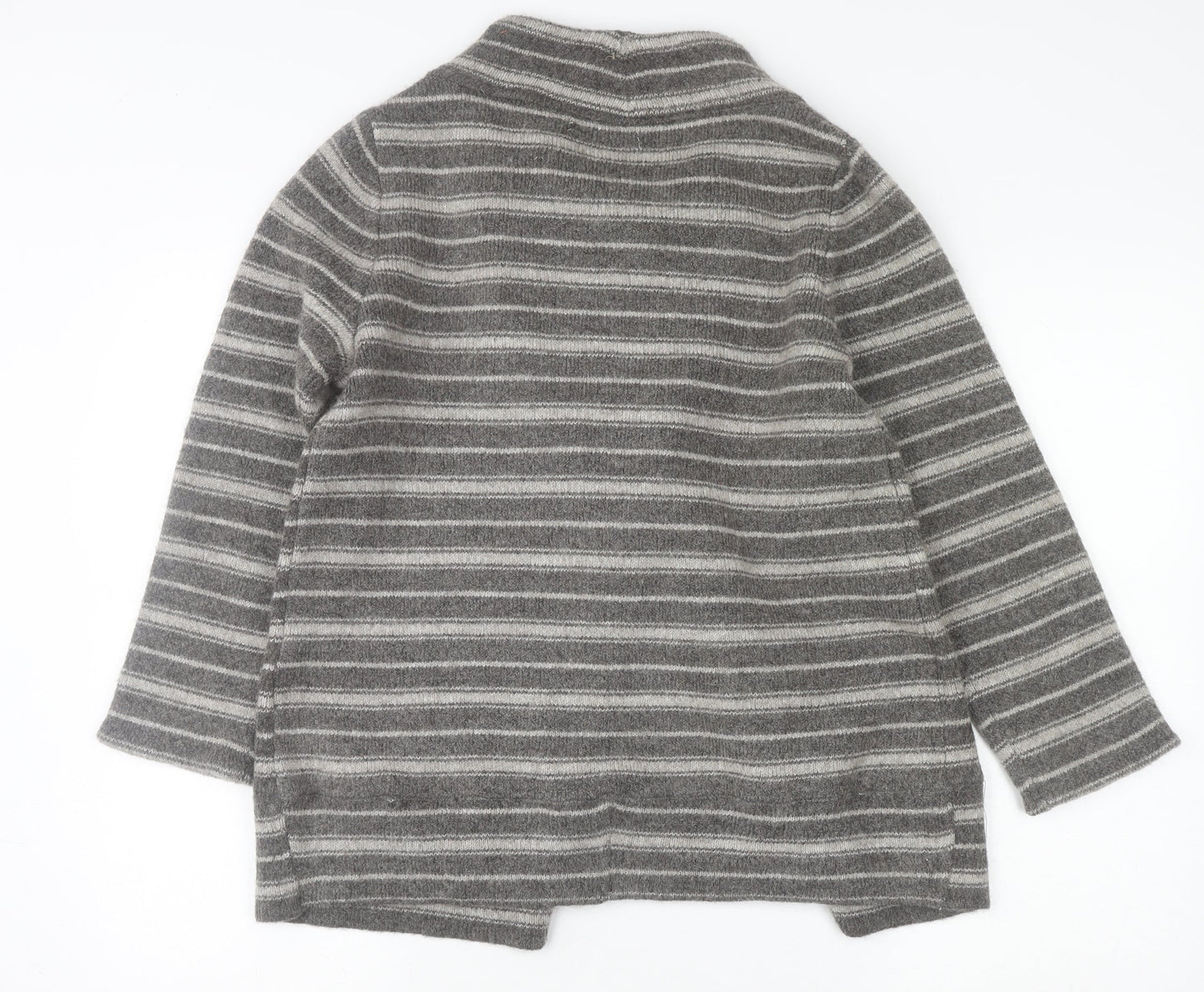 Ellen Tracy Womens Grey Striped Cowl Neck Cardigan Medium