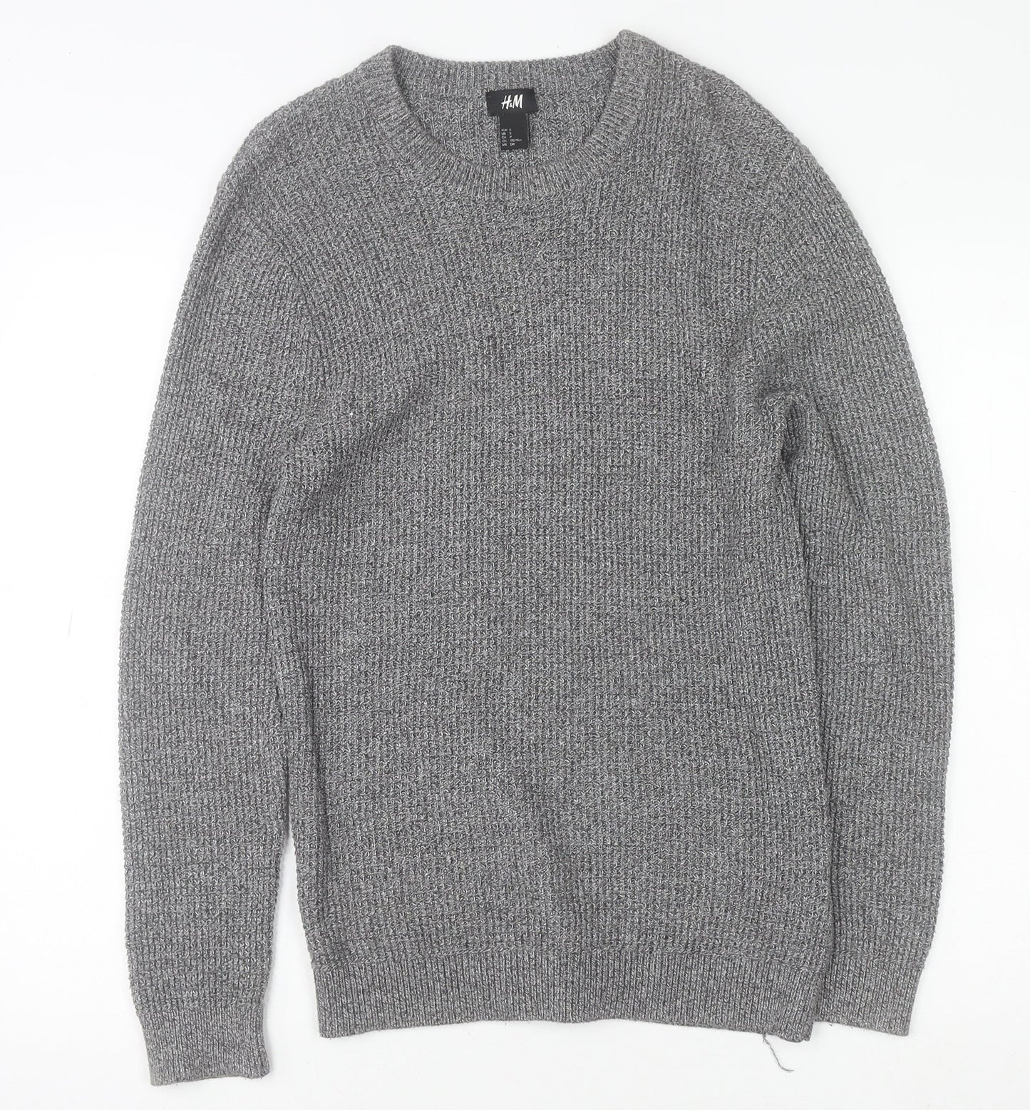 H&M Women's Grey Knit Crew Neck Long Sleeve Pullover Jumper Size S