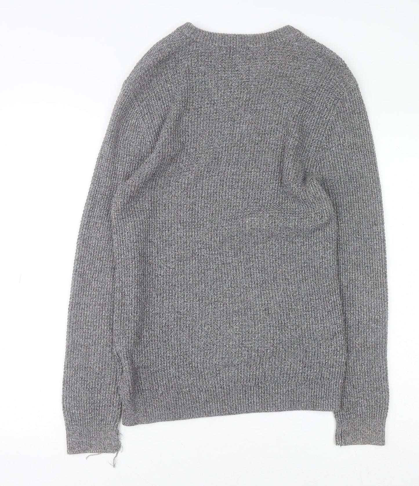 H&M Women's Grey Knit Crew Neck Long Sleeve Pullover Jumper Size S