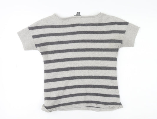Gap Women’s Grey Striped Cashmere Short Sleeve Knit Top Size S