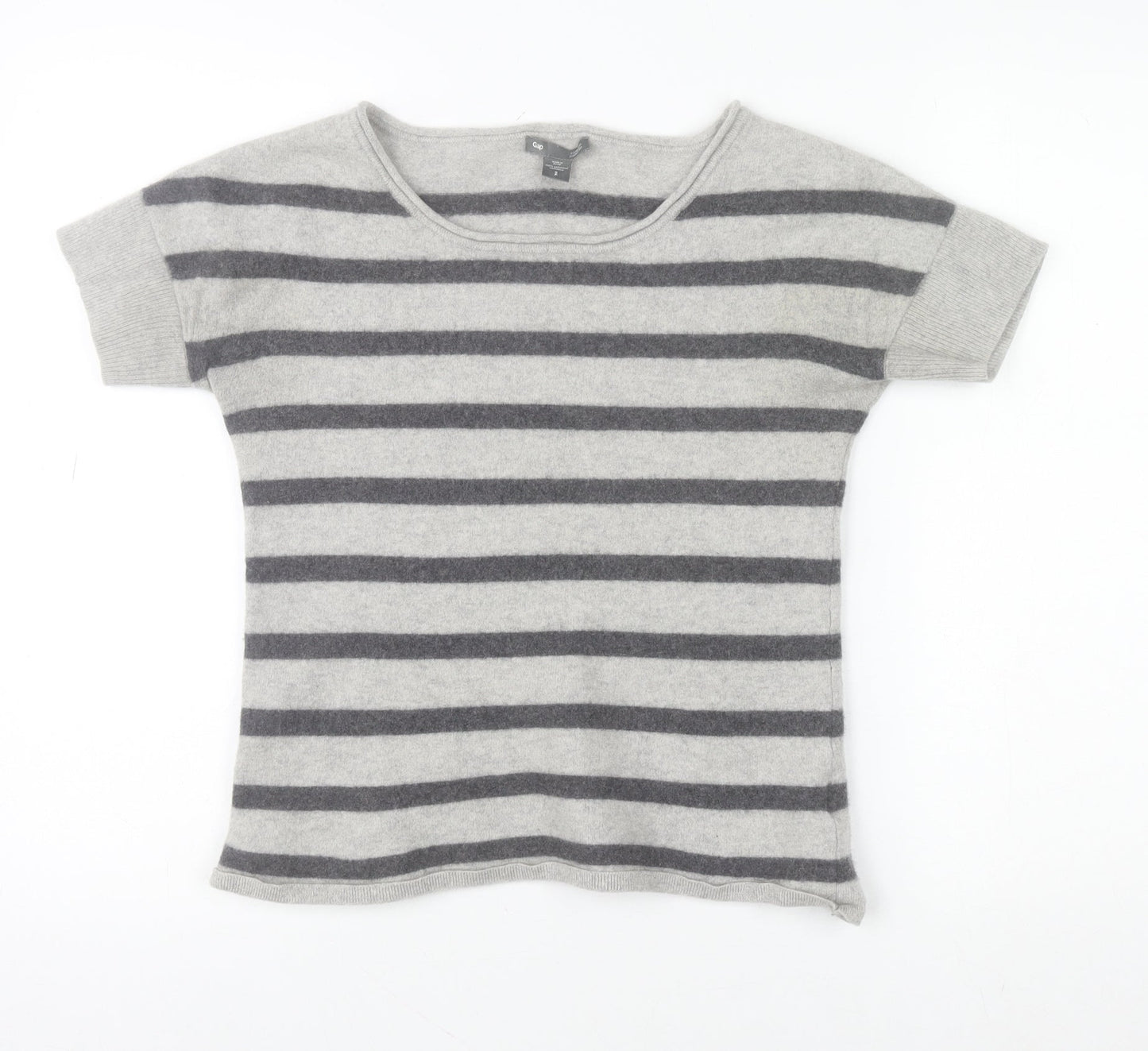 Gap Women’s Grey Striped Cashmere Short Sleeve Knit Top Size S