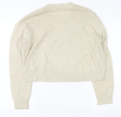 H&M Women Beige Crew Neck Pullover Jumper Size S Acrylic Knit