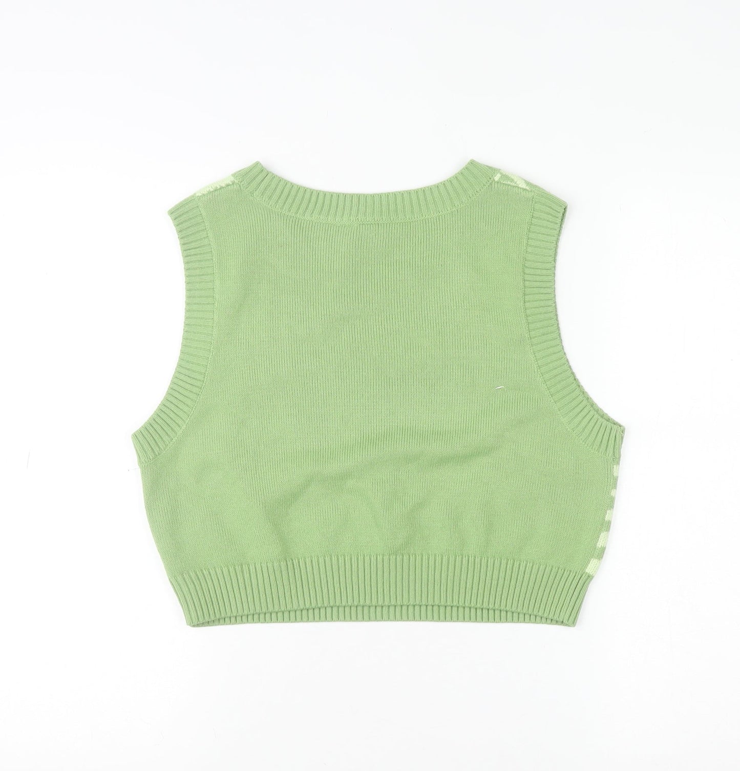 DIVIDED Womens Green Zebra Knit Sleeveless Vest Size 12