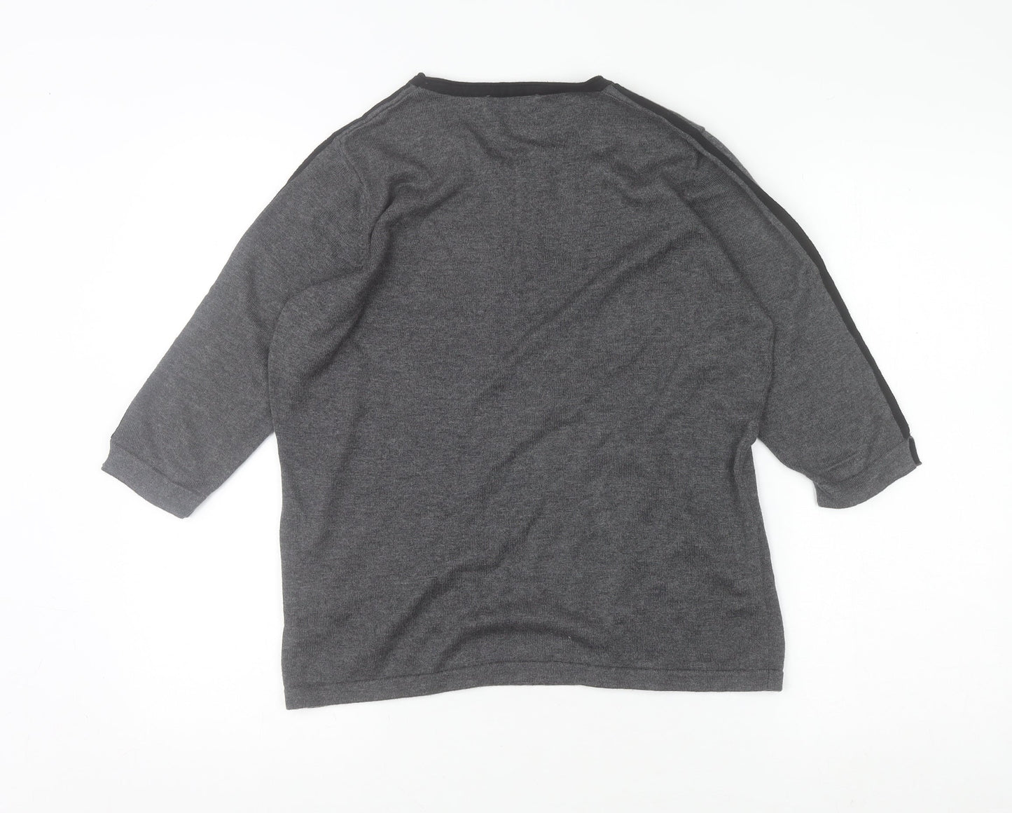 Christa Probst Women Grey Geometric 3/4 Sleeve Pullover Jumper Size 12