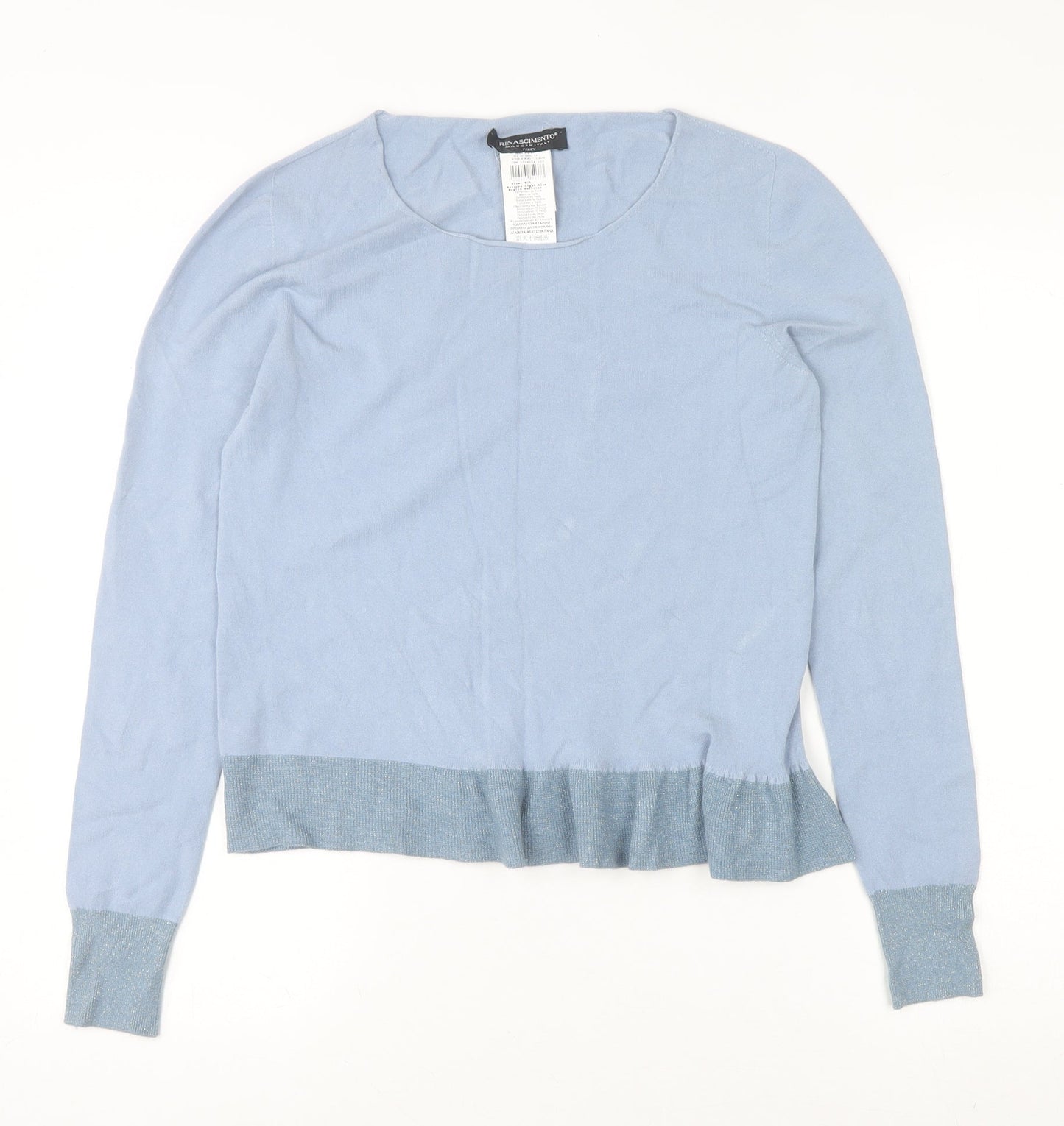 Rinascimento Womens Blue M/L Scoop Neck Pullover Jumper